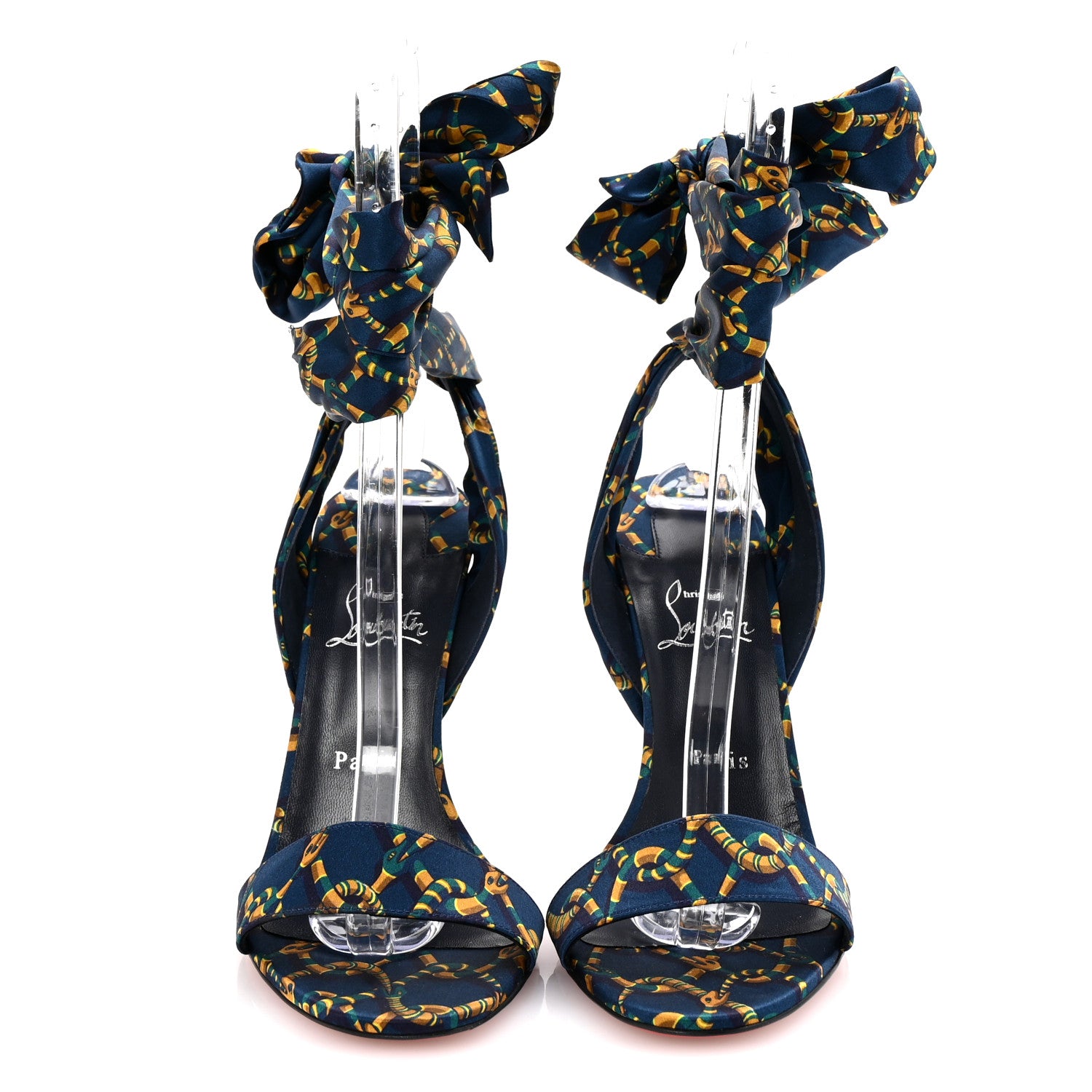 Christian Louboutin Crepe Satin Naja Chain 100 Sandal 41 Obscure 3 of 9