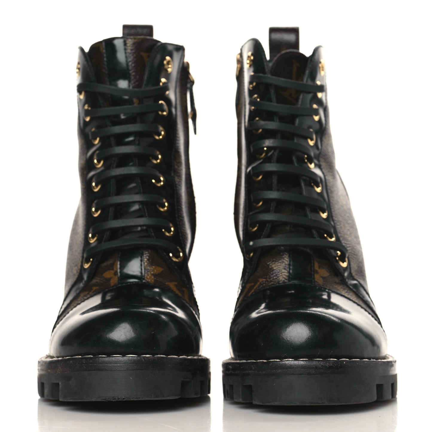 Patent Calfskin Monogram Star Trail Ankle Boots 37 Black
