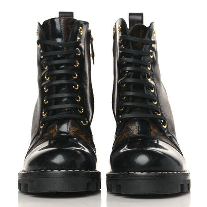 Louis Vuitton Patent Calfskin Monogram Star Trail Ankle Boots 37 Black 2 of 10