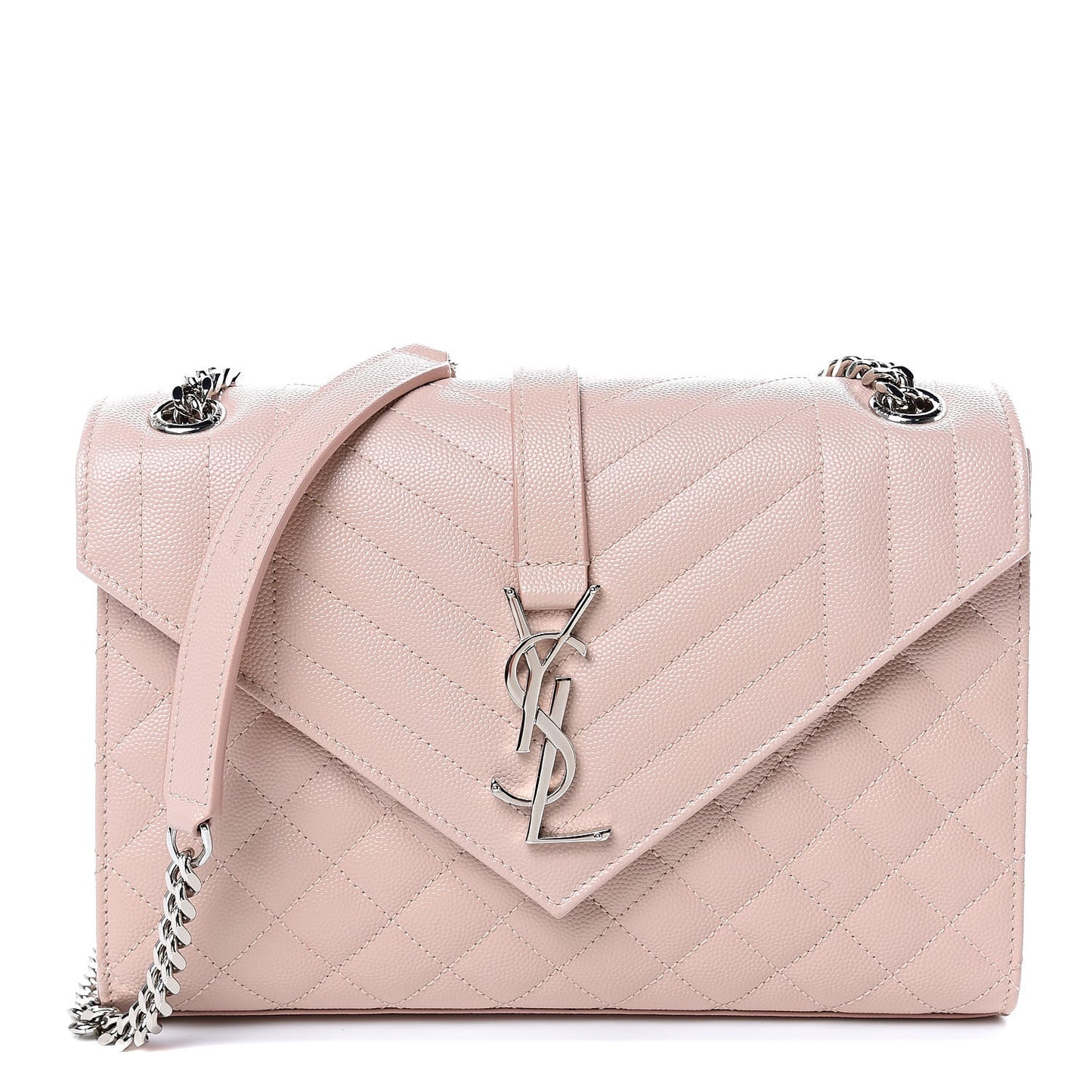 Grain De Poudre Textured Mixed Matelasse Medium Triquilt Monogram Satchel Marble Pink