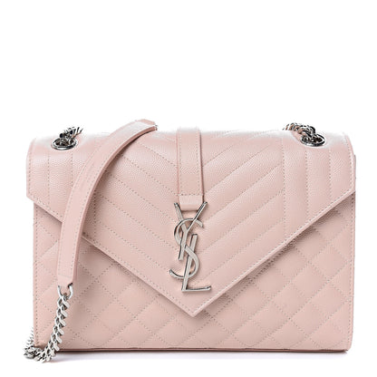 Saint Laurent Grain De Poudre Textured Mixed Matelasse Medium Triquilt Monogram Satchel Marble Pink 1 of 10