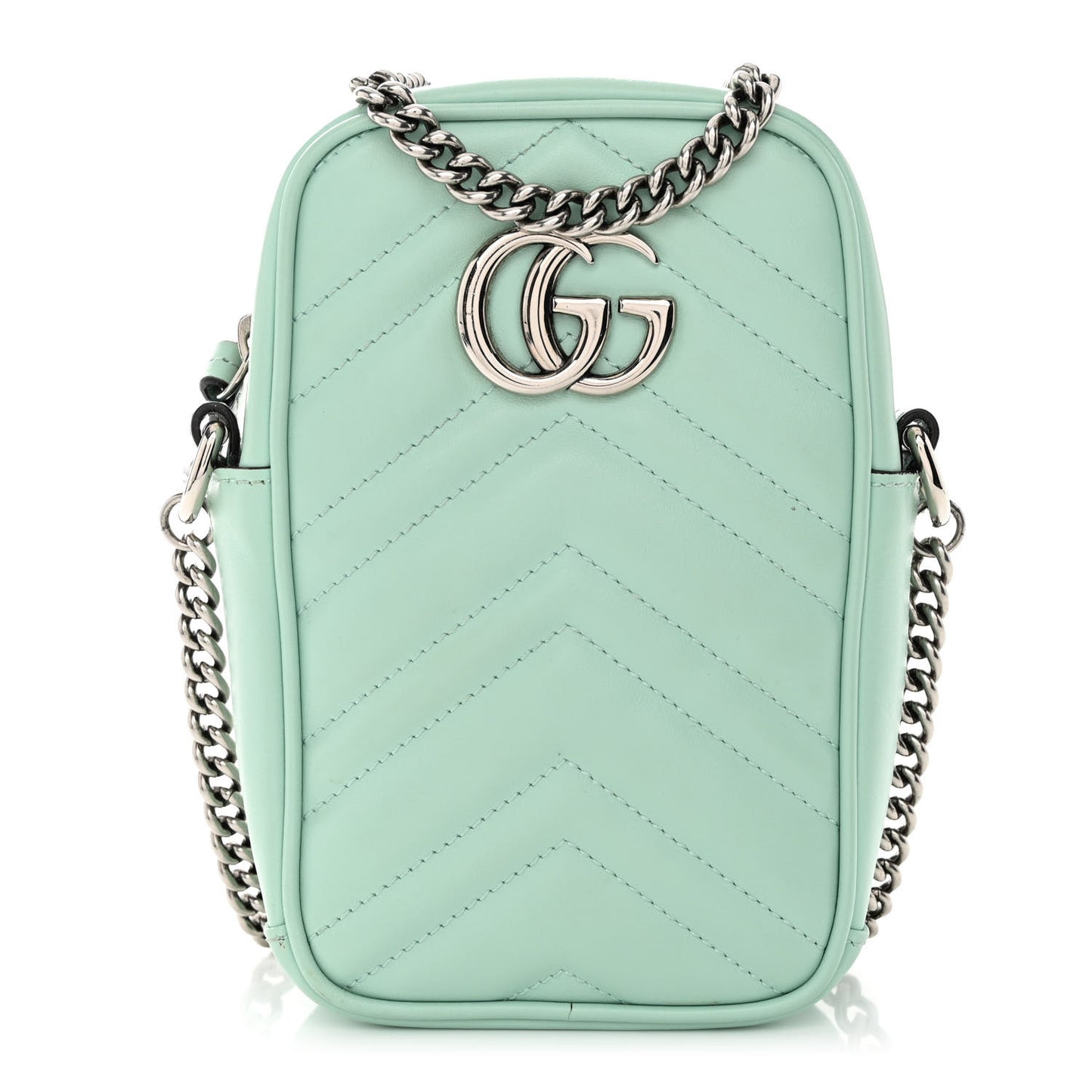 Calfskin Matelasse Mini GG Marmont Crossbody Bag Water Green