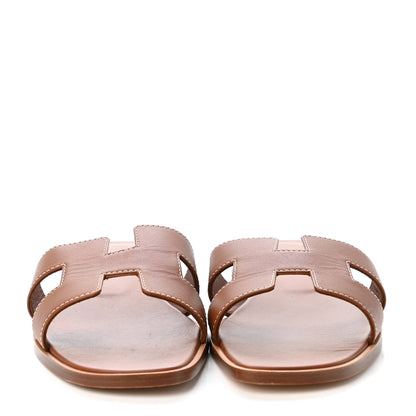 Hermes Box Calfskin Oran Sandals 38 Gold 2 of 4