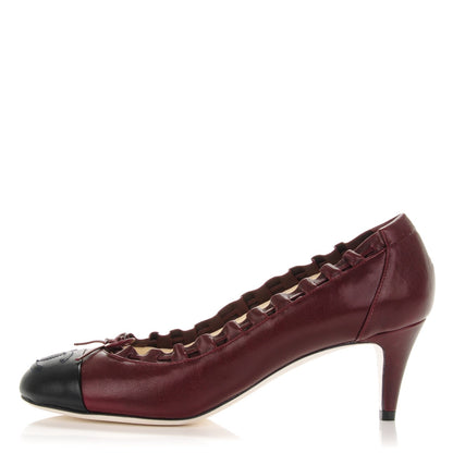 Chanel Calfskin CC Cap Toe Pumps 38.5 Bordeaux Marine Fonce 1 of 6