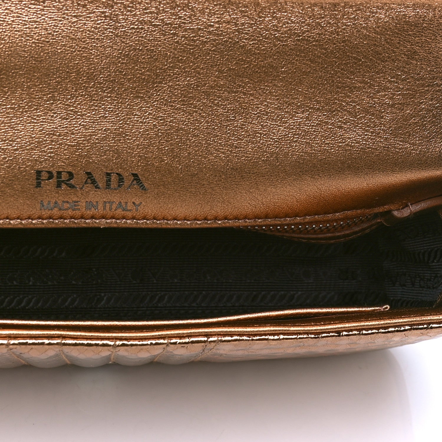Prada Metallic Ayers Impunture Diagramme Small Chain Flap Shoulder Bag Cammeo Mordo 4 of 4