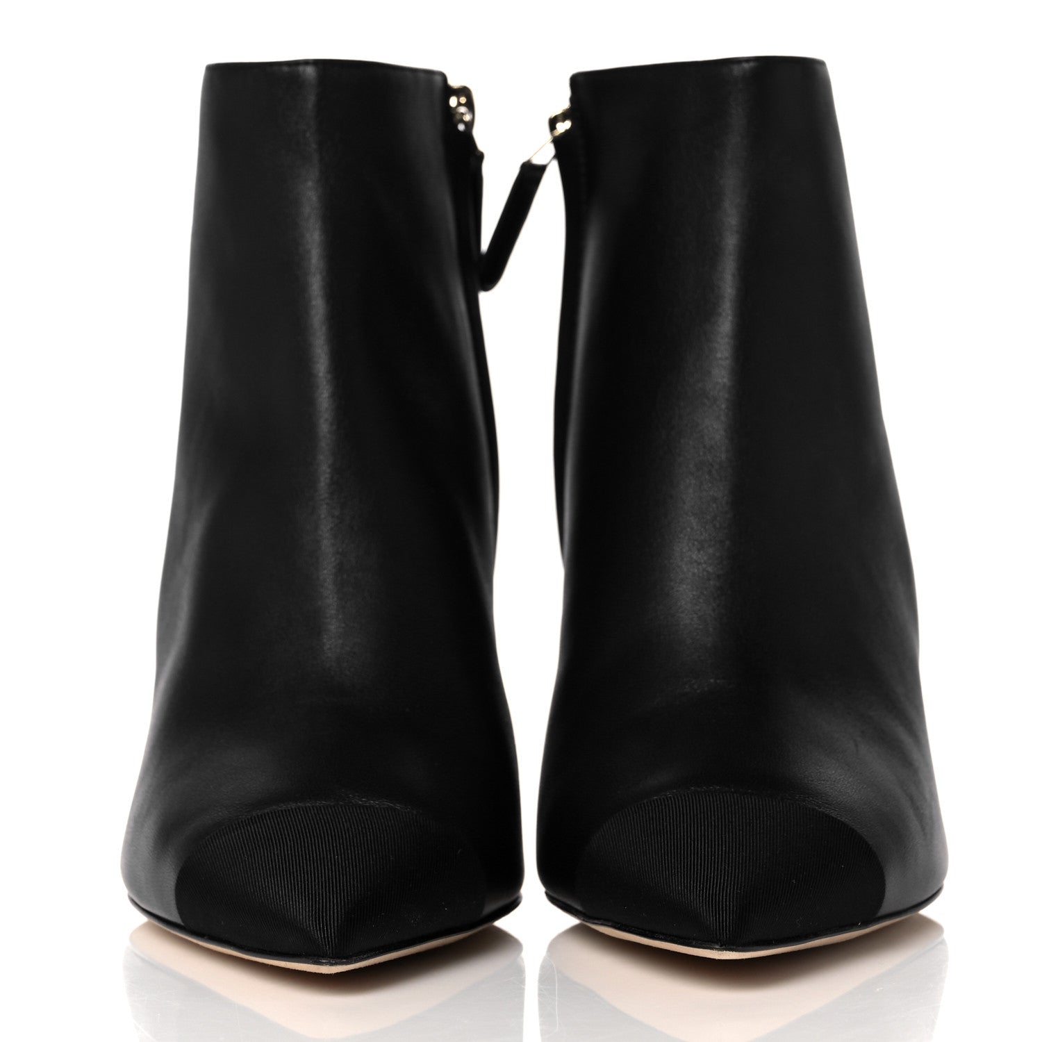 Chanel Lambskin Grosgrain Cap Toe Short Ankle Boots 40 Black 2 of 10
