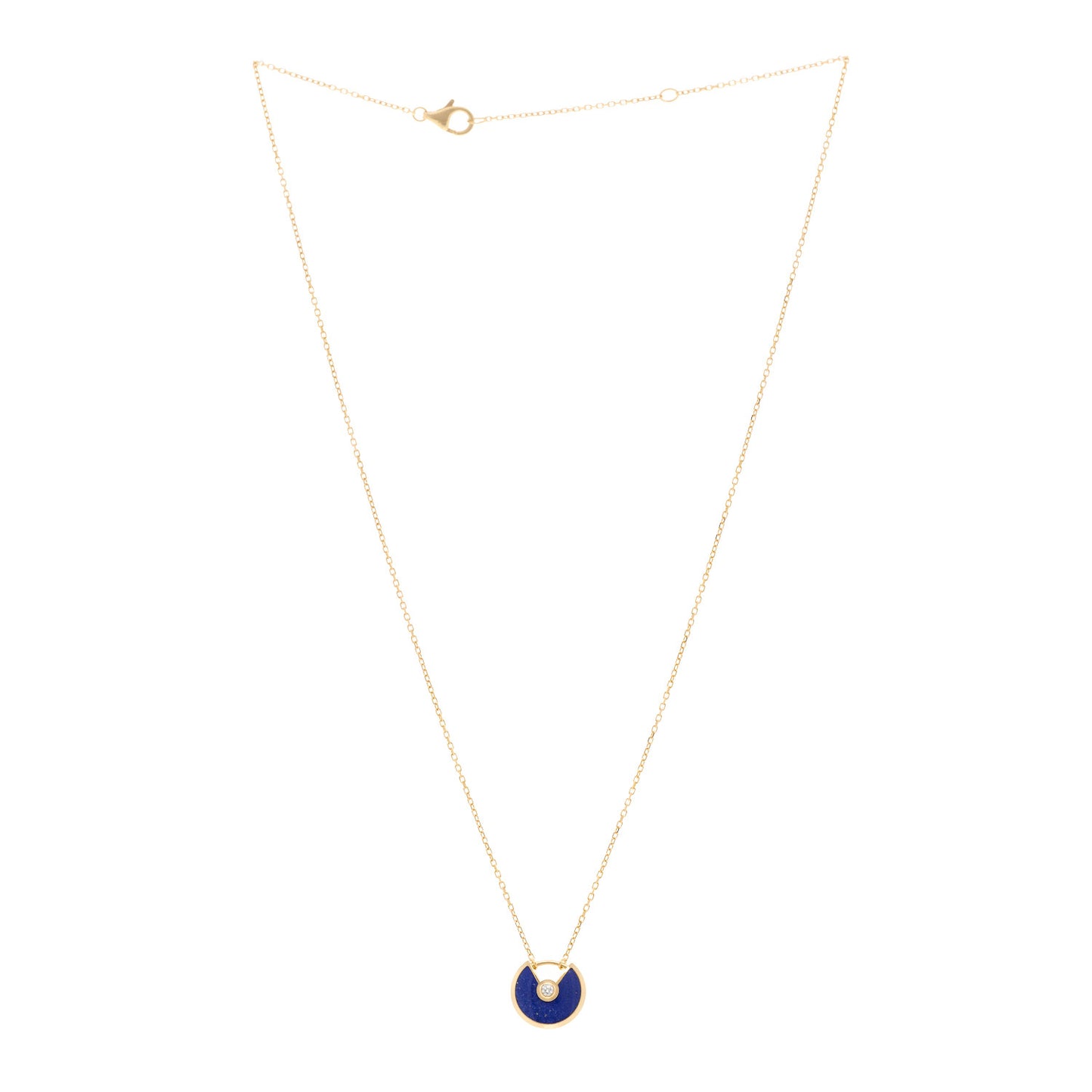 18K Yellow Gold Diamond Lapis Lazuli XS Amulette de Cartier Pendant Necklace