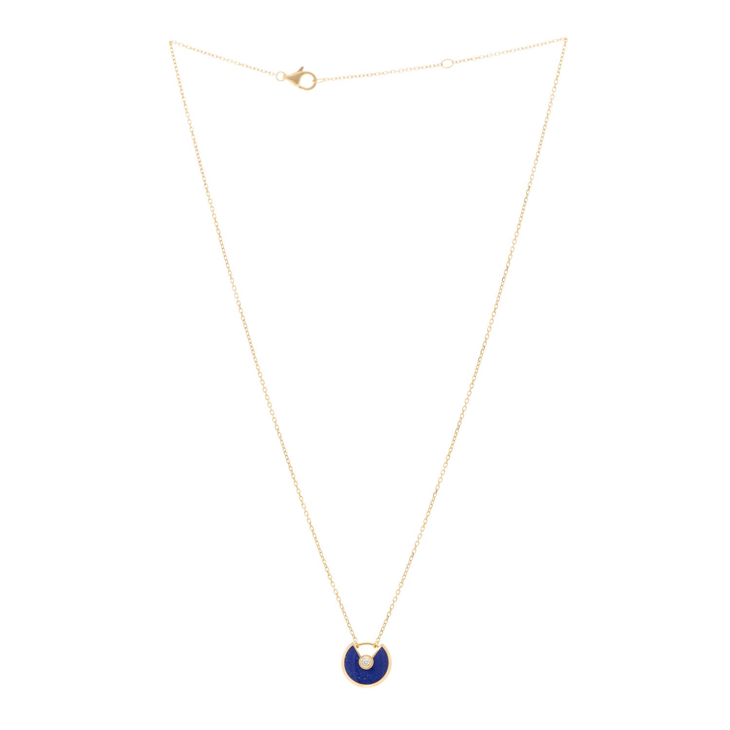 Cartier 18K Yellow Gold Diamond Lapis Lazuli XS Amulette de Cartier Pendant Necklace 3 of 4