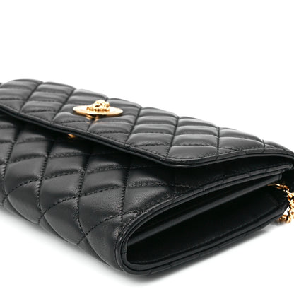 Versace Lambskin Quilted Medusa Wallet On Chain Crossbody Black 11 of 11