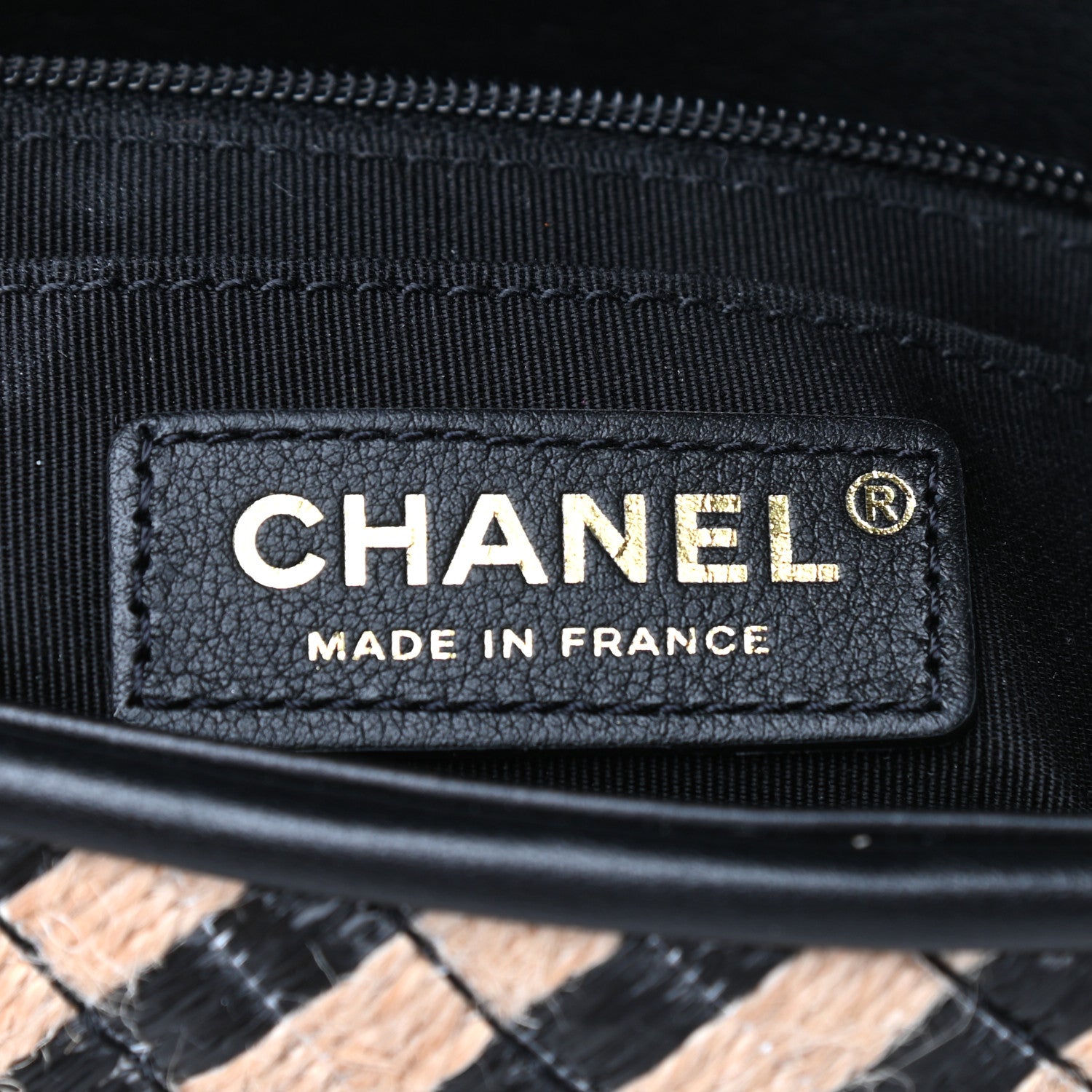Chanel Raffia Jute Striped Medium Single Flap Black Beige 6 of 10