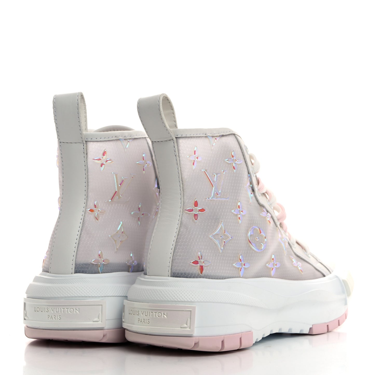 Iridescent Technical Mesh Monogram LV Squad Sneaker Boots 37 Rose Clair