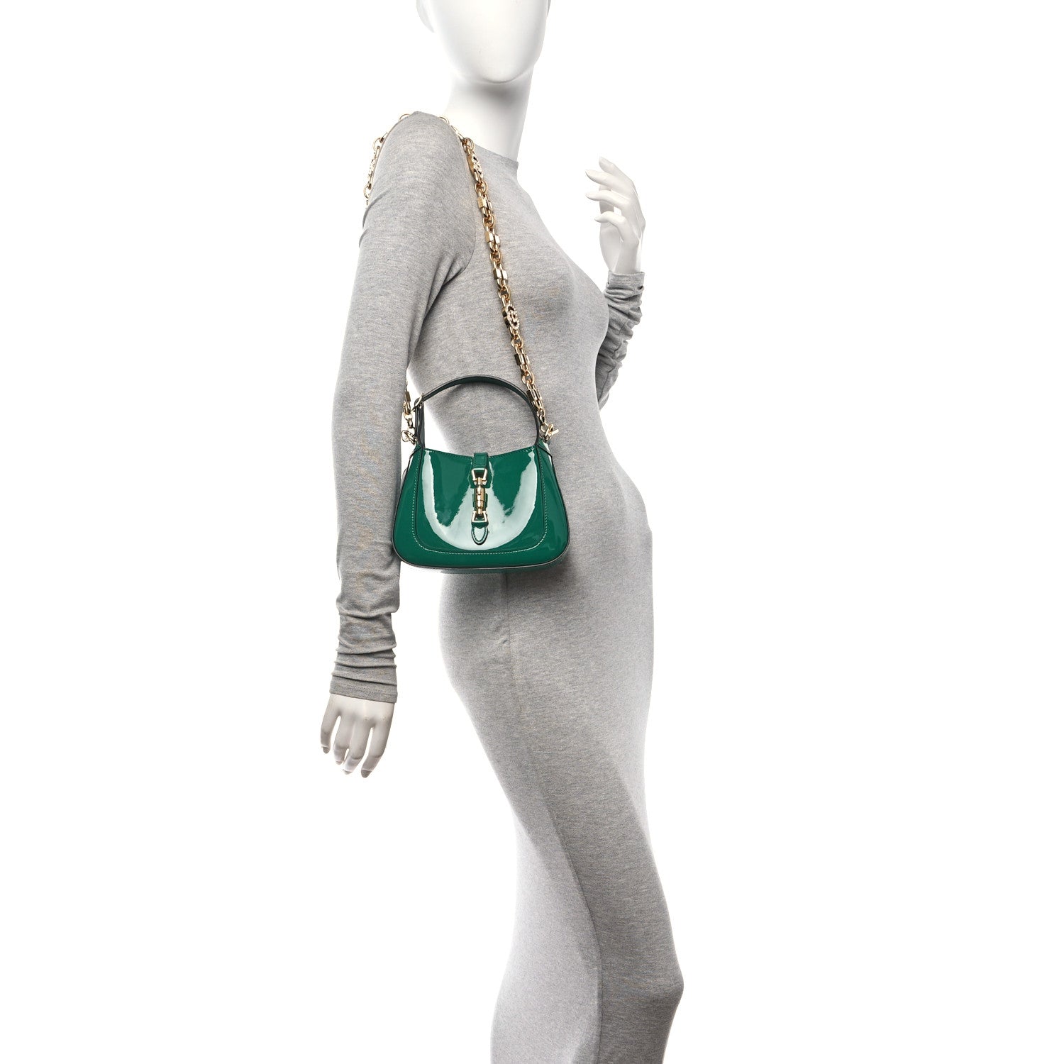 Gucci Patent Mini Jackie 1961 Crystal Hobo Emerald 3 of 10