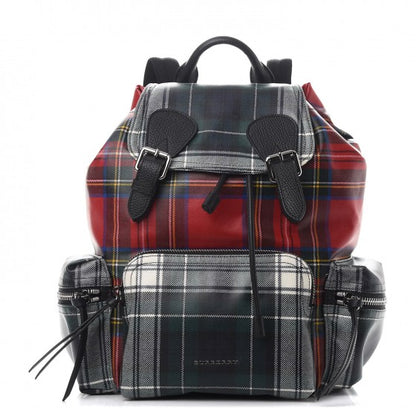 Burberry Laminated Tartan Patchwork Medium Rucksack Backpack Military Red 1 of 9