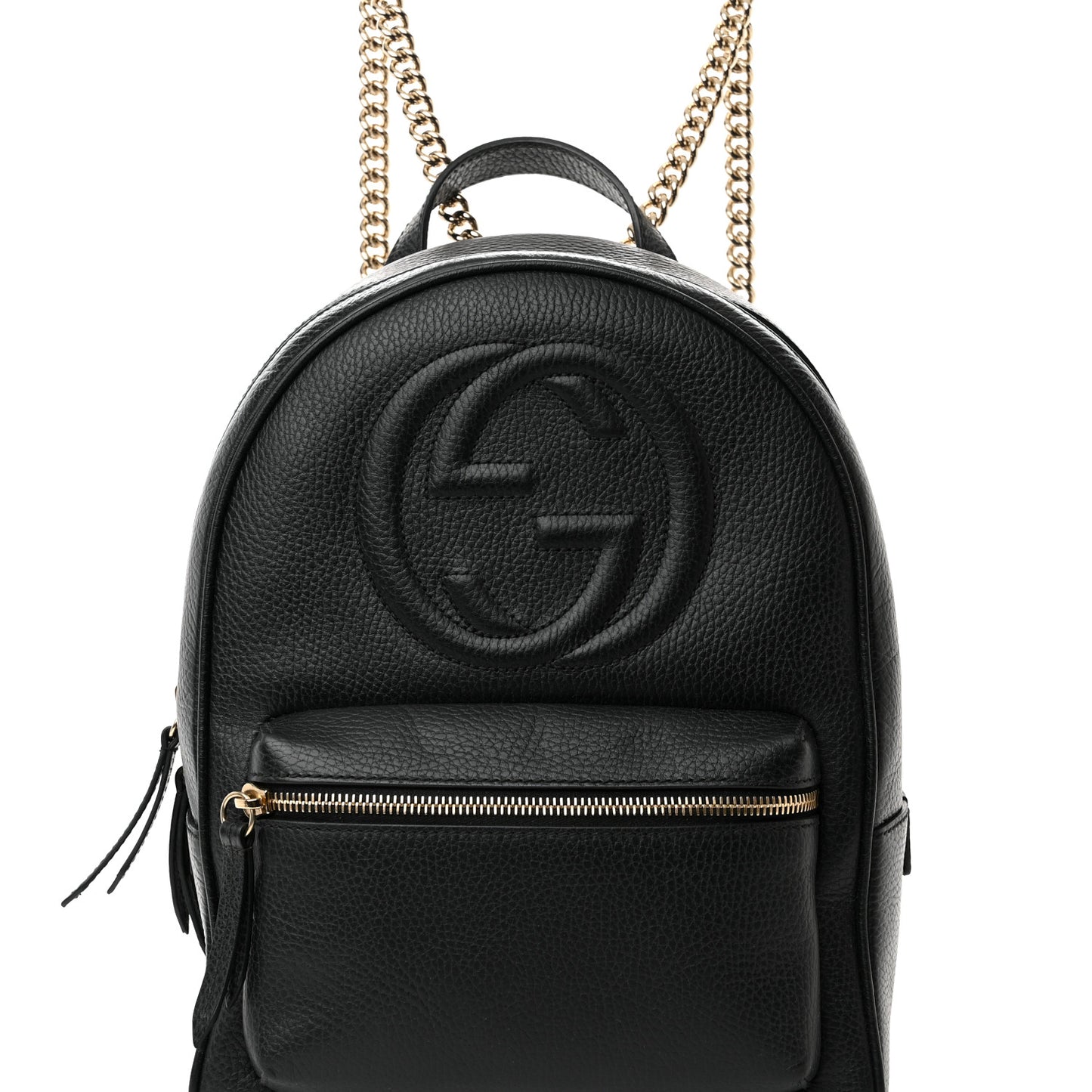 Pebbled Calfskin Soho Chain Backpack Black