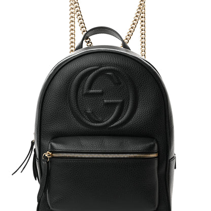 Gucci Pebbled Calfskin Soho Chain Backpack Black 8 of 11