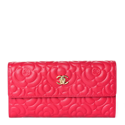 Chanel Caviar Camellia Embossed Flap Wallet Fuschia 1 of 10