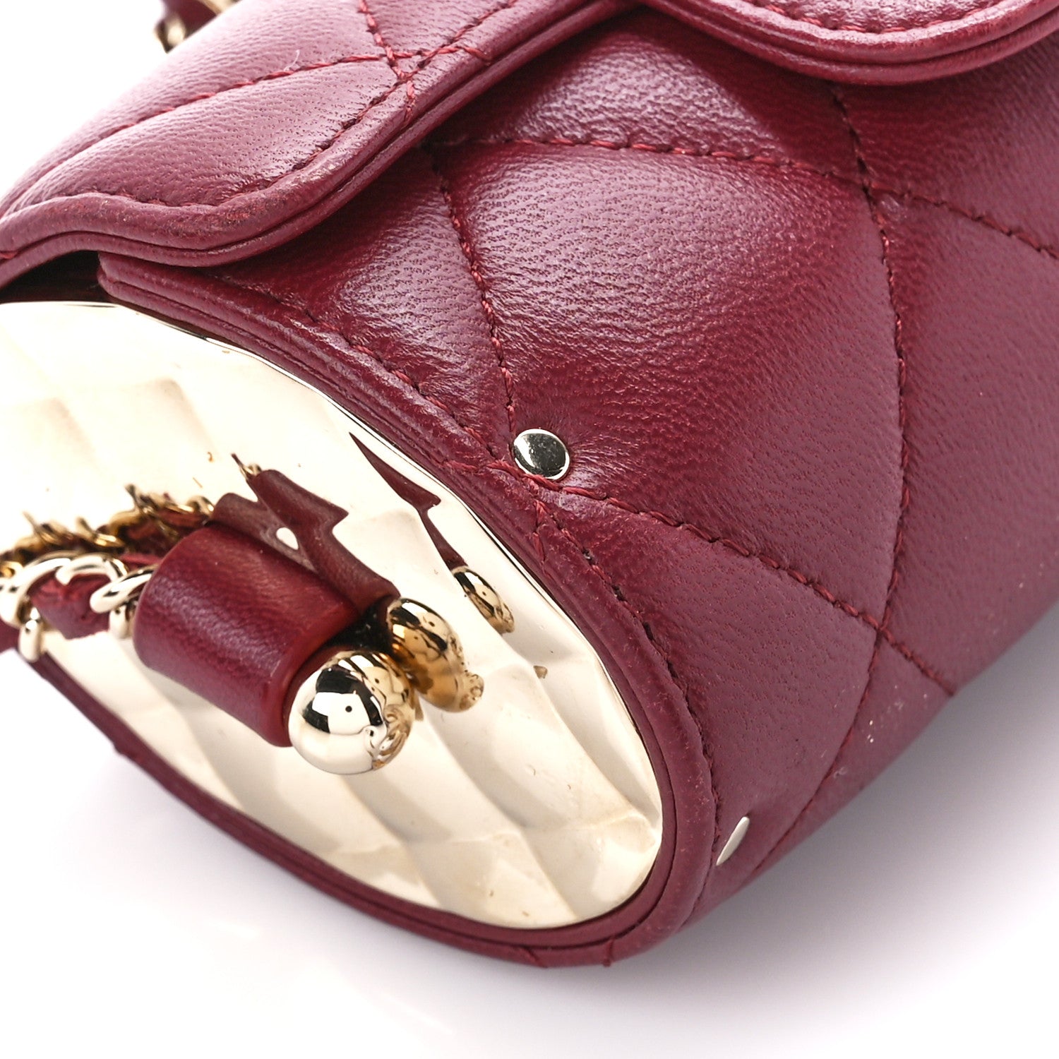 Chanel Lambskin Quilted Box Of Secrets Card Holder With Chain Burgundy 9 of 11