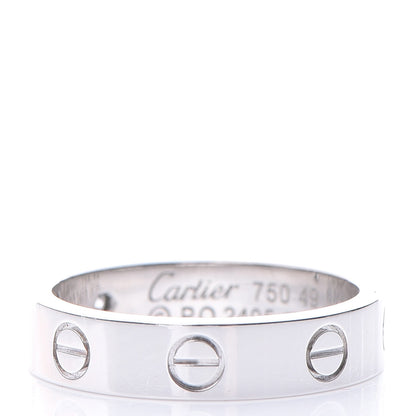 Cartier 18K White Gold Diamond 4mm LOVE Wedding Band Ring 49 5 3 of 5