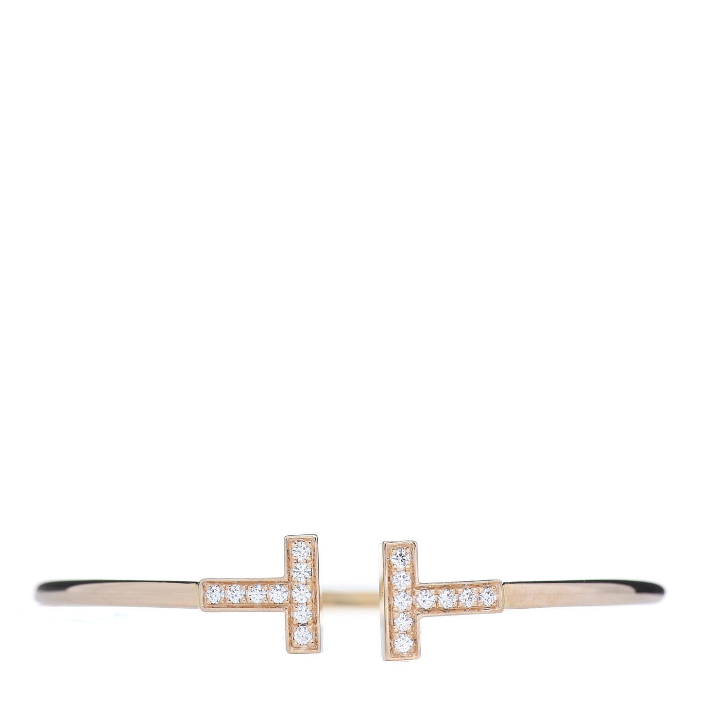 18K Yellow Gold Diamond T Wire Bracelet