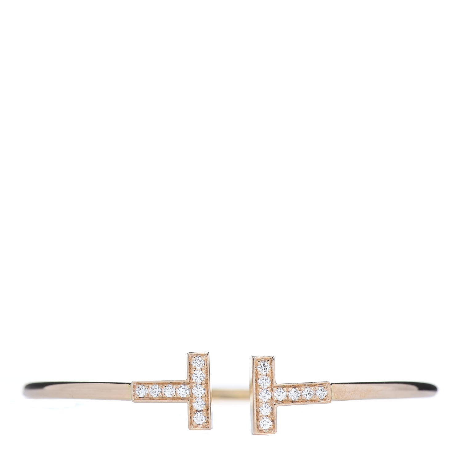 Tiffany 18K Yellow Gold Diamond T Wire Bracelet 1 of 5