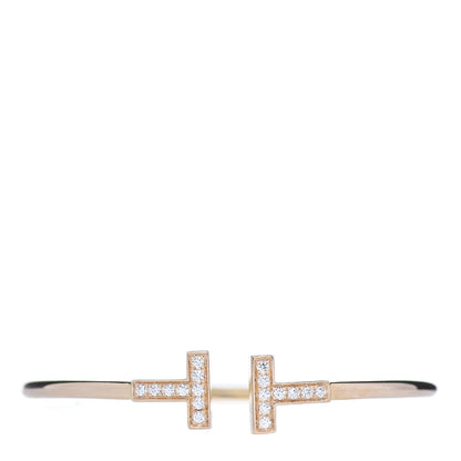 Tiffany 18K Yellow Gold Diamond T Wire Bracelet 1 of 5
