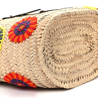 Loewe Raffia Floral Embroidered Medium Basket Tote Bag Natural Tan 8 of 11