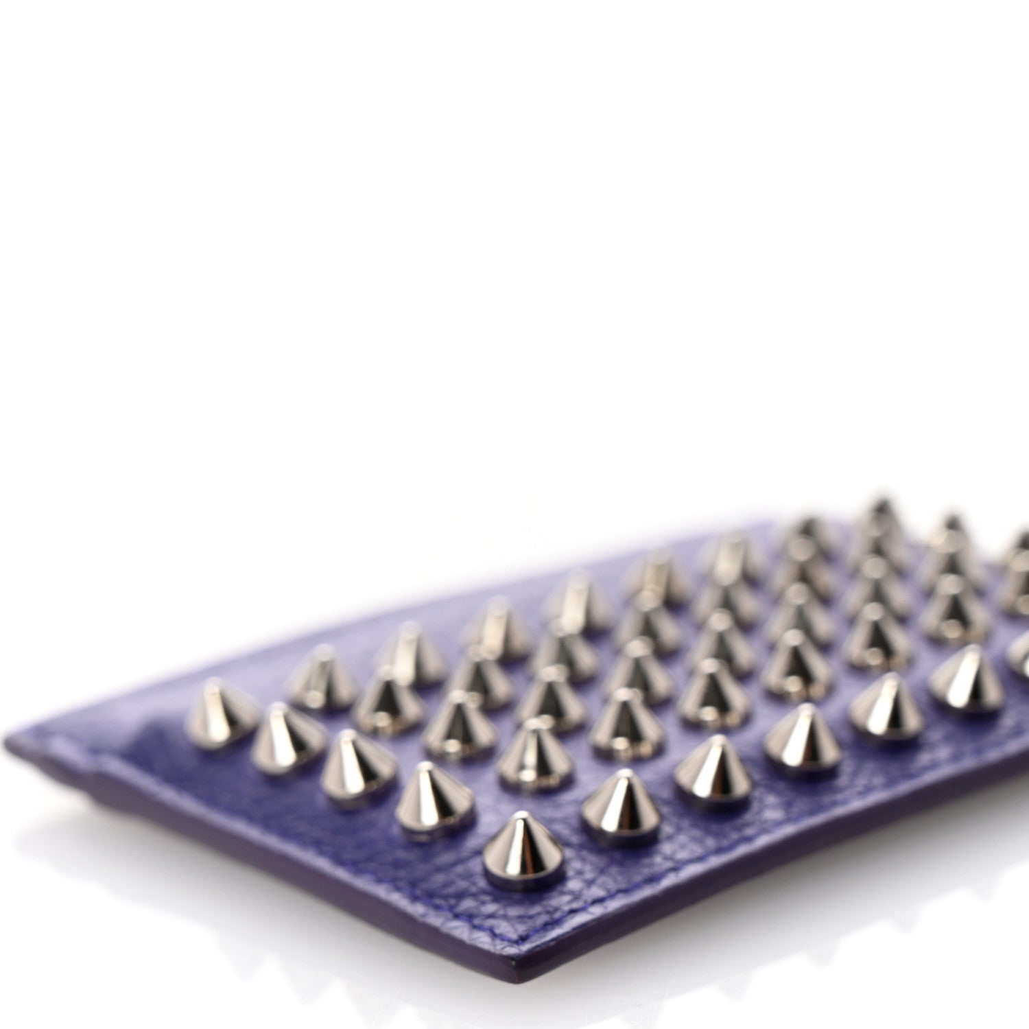 Christian Louboutin Calfskin Paris Spikes Kios Card Holder Purple 8 of 10