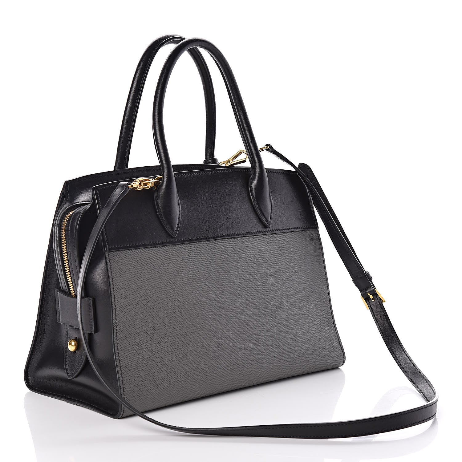 Prada Saffiano City Calf Medium Esplanade Tote Mercurio Black 3 of 8