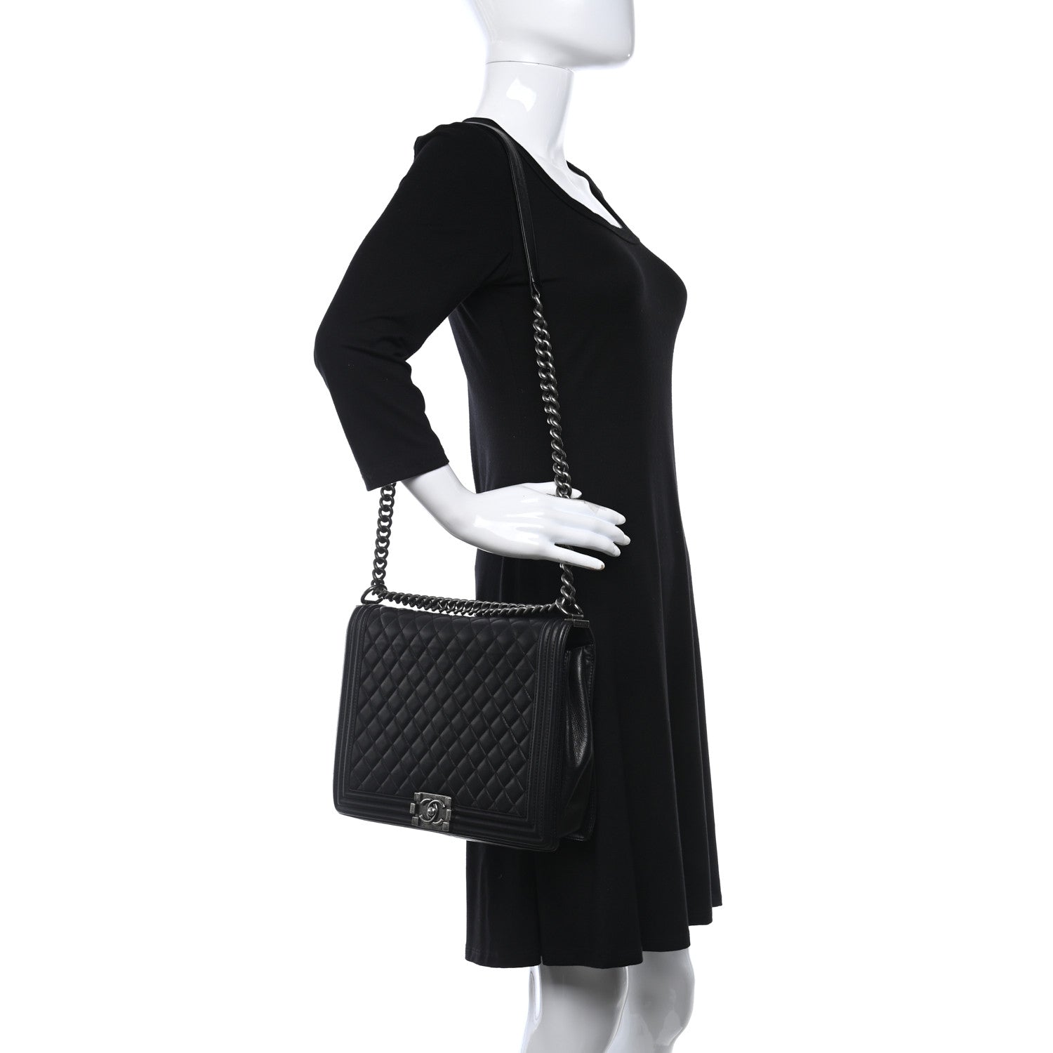 Chanel Calfskin Quilted Large Boy Flap Black 2 of 13