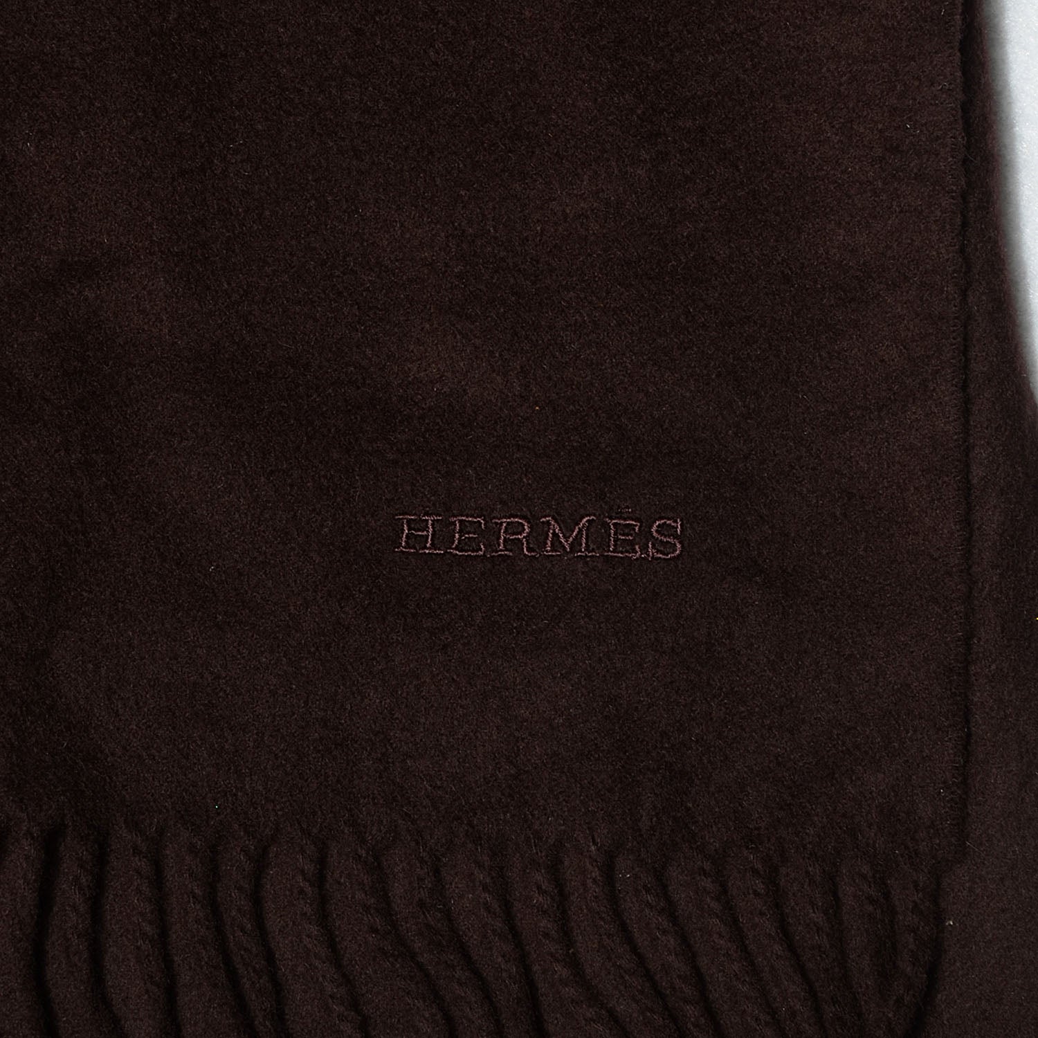 Hermes Solid Cashmere Scarf Brown 5 of 5