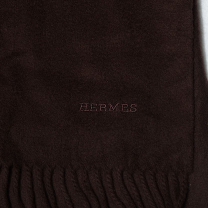 Hermes Solid Cashmere Scarf Brown 5 of 5