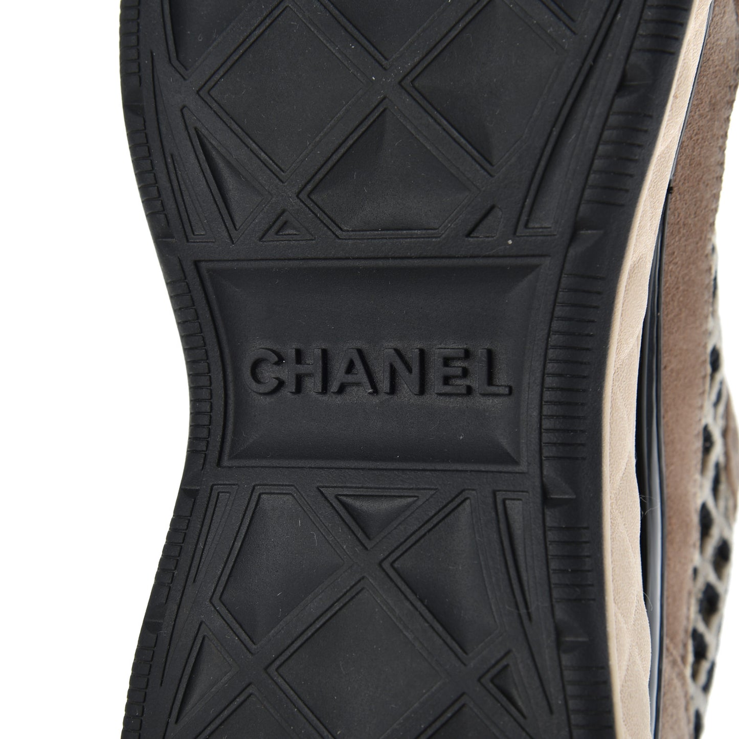 Suede Calfskin Embroidered CC Sneakers 36 Beige Black