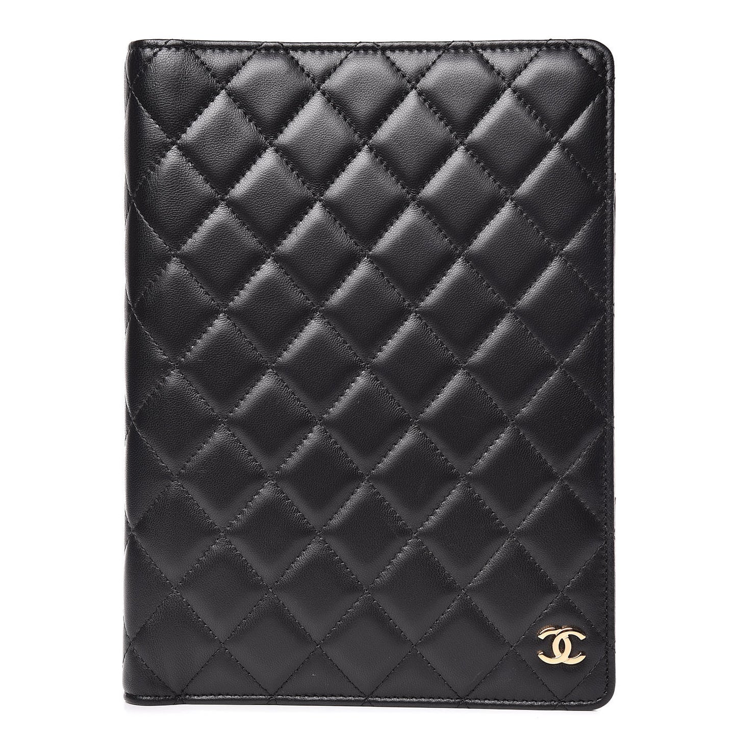 Lambskin Quilted Large Agenda Cover Black
