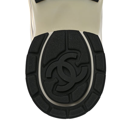 Chanel Fabric Laminated Calfskin Stretch CC Womens Sneakers 40 White Silver 8 of 9