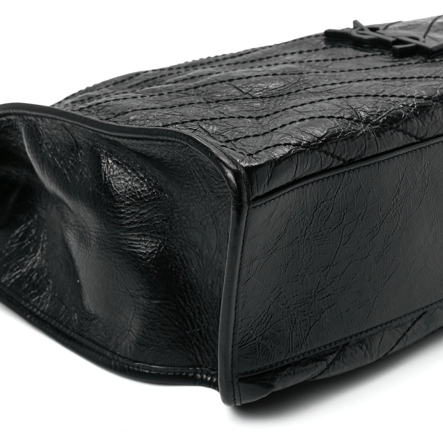 Saint Laurent Crinkled Calfskin Matelasse Monogram Niki Shoulder Bag Black 10 of 11