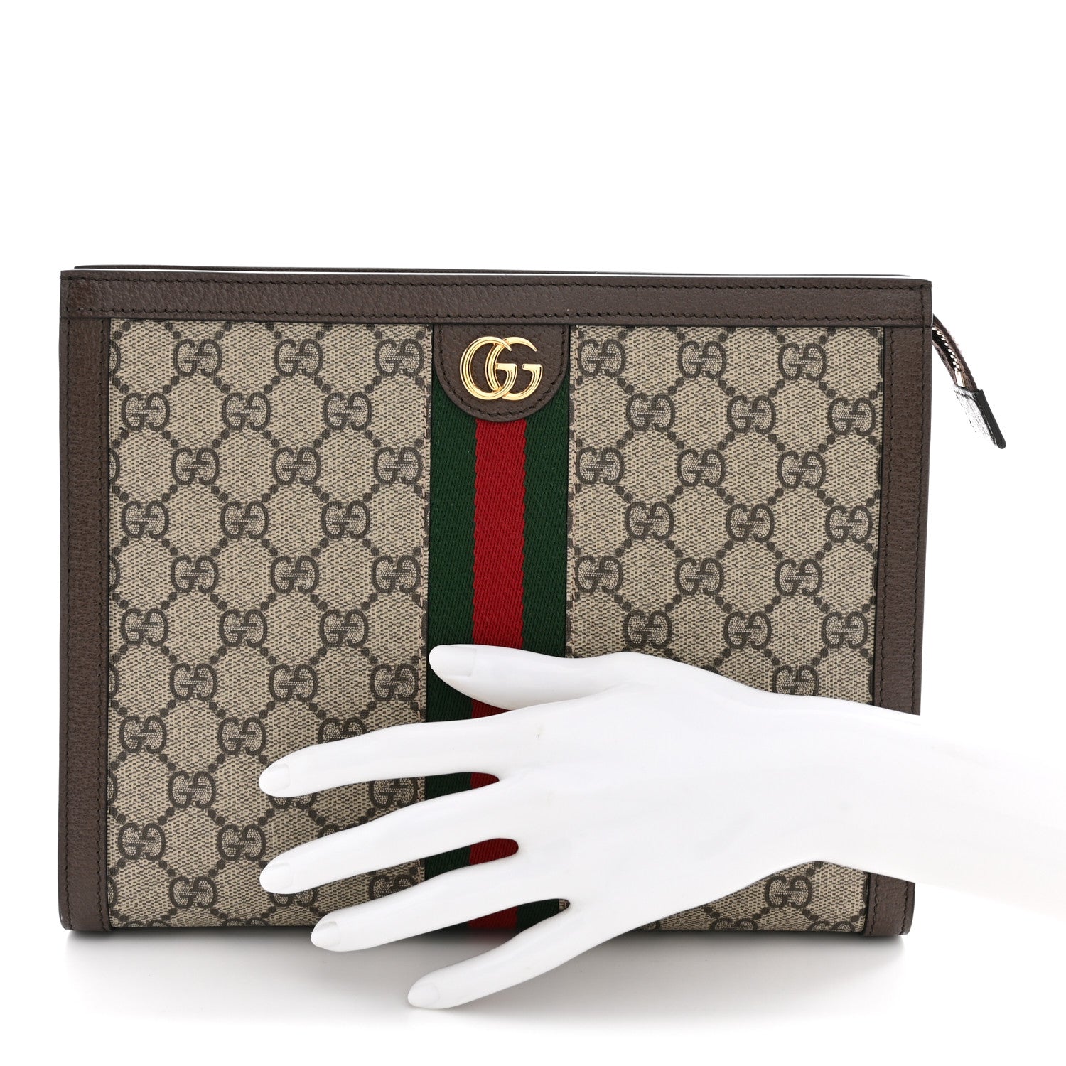 Gucci GG Supreme Monogram Web Ophidia Pouch Brown 2 of 7