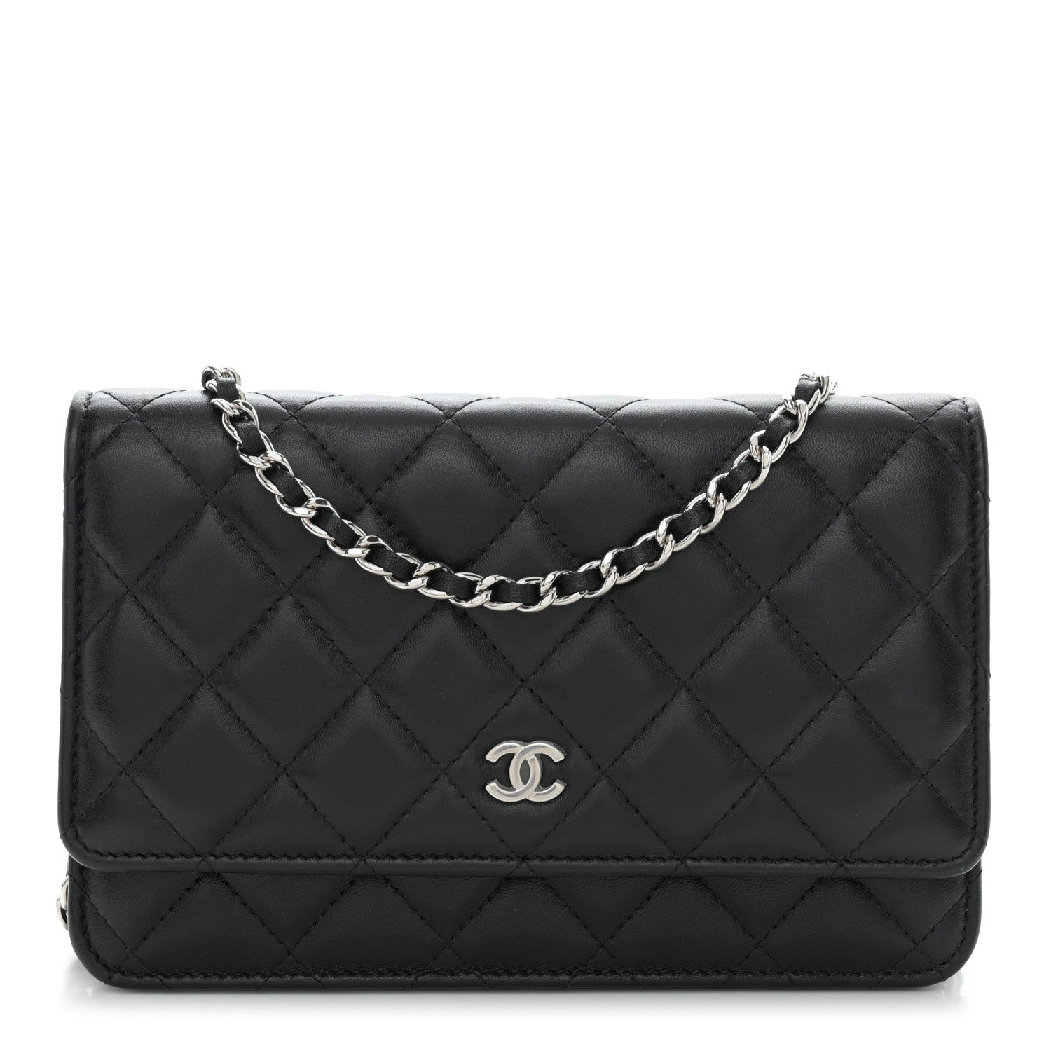 Chanel Lambskin Quilted Wallet On Chain WOC Black 1 of 12