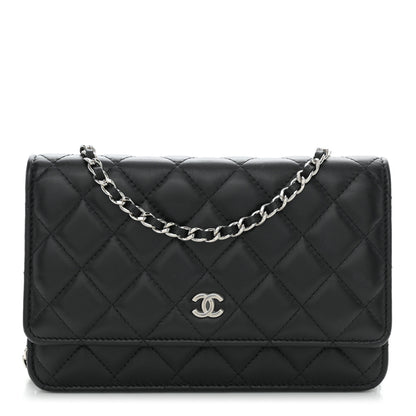 Chanel Lambskin Quilted Wallet On Chain WOC Black 1 of 12