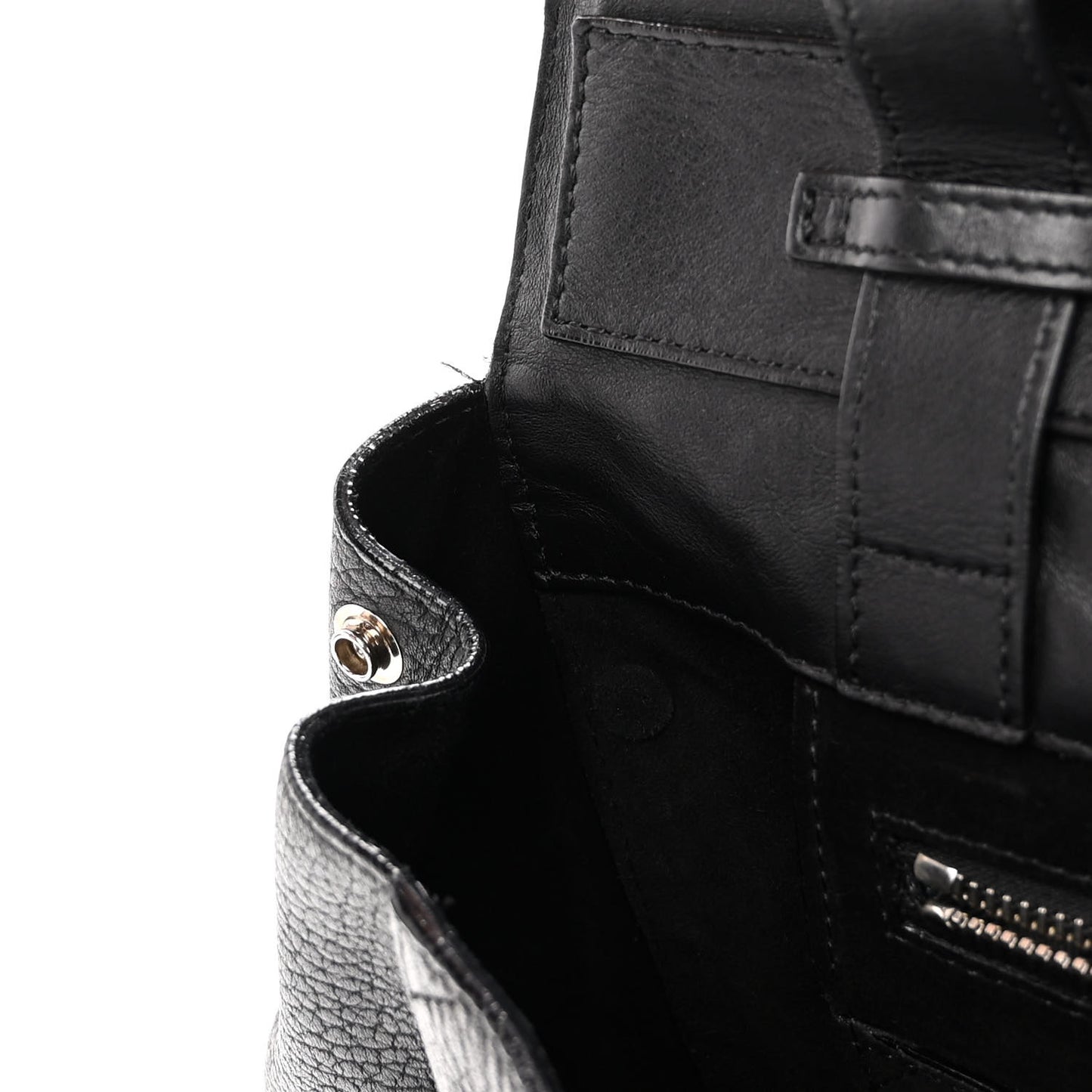 Pebbled Calfskin Double Sided PS Courier Bag Black