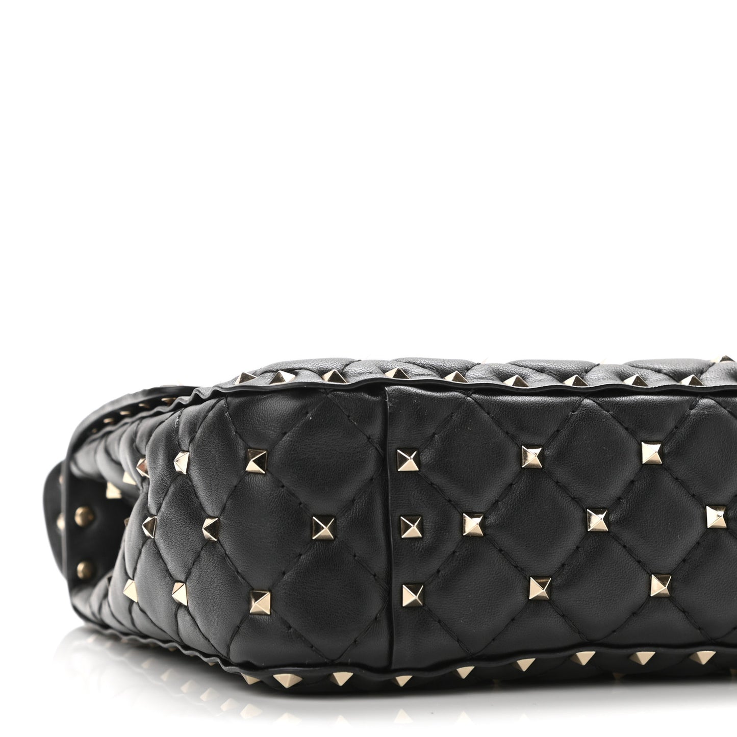 Lambskin VLTN Print Medium Rockstud Spike Shoulder Bag Black