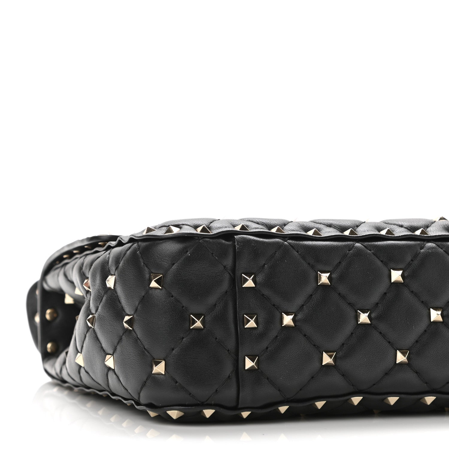 Valentino Garavani Lambskin VLTN Print Medium Rockstud Spike Shoulder Bag Black 9 of 10