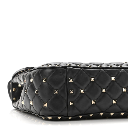Valentino Garavani Lambskin VLTN Print Medium Rockstud Spike Shoulder Bag Black 9 of 10