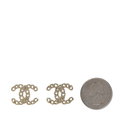 Chanel Metal Chain Link CC Earrings Gold 2 of 6