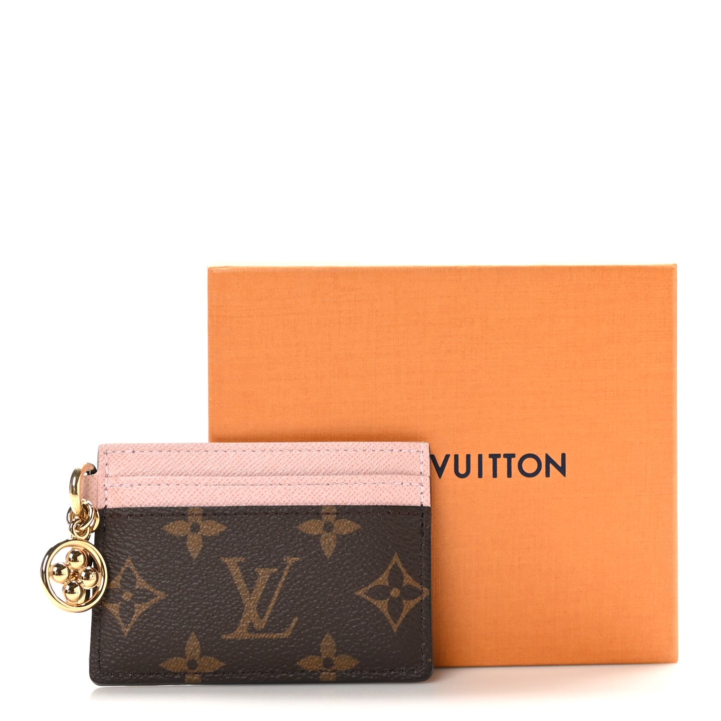 Monogram LV Charms Card Holder Rose Ballerine