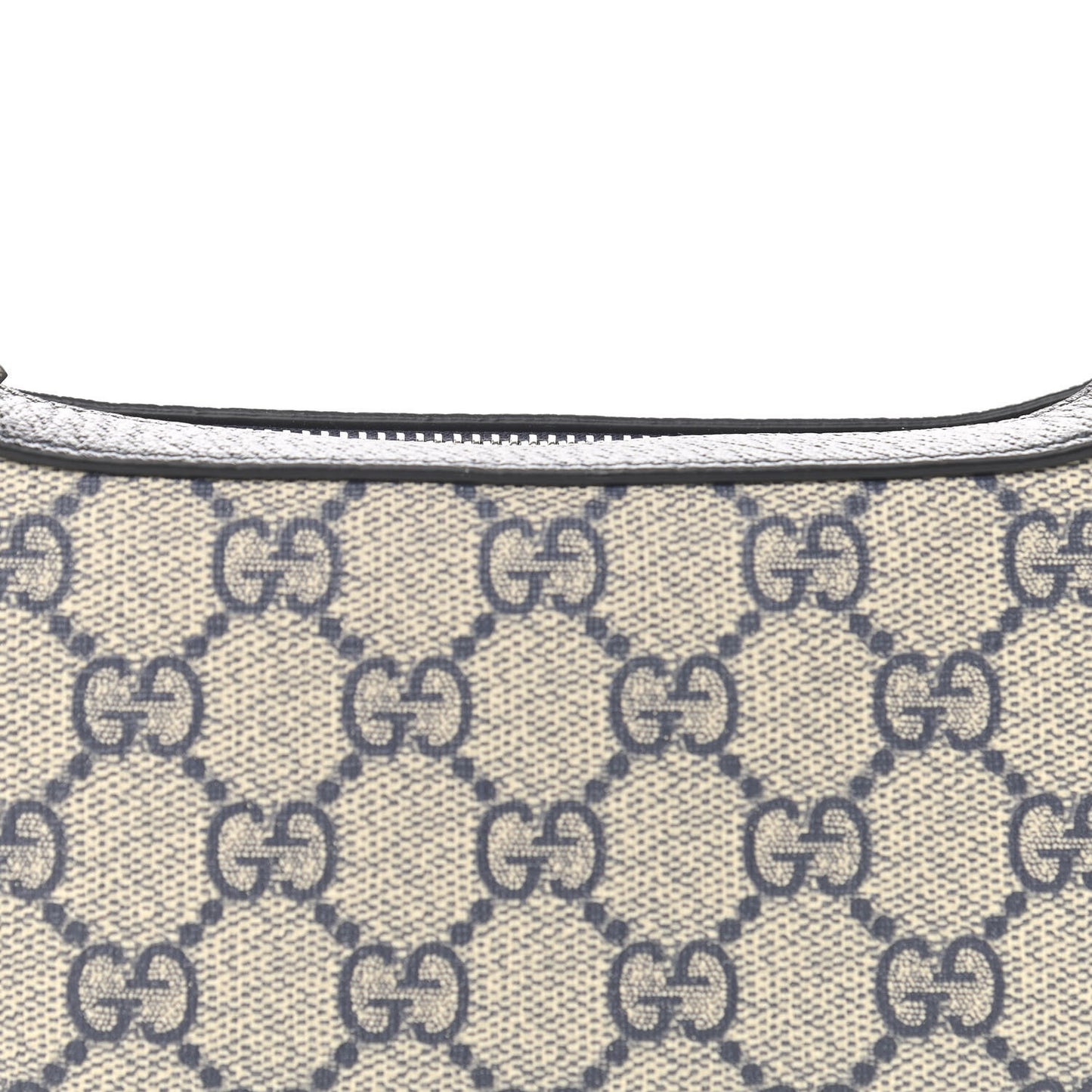 GG Supreme Monogram Textured Dollar Calfskin Web Mini Ophidia Half Moon Hobo Beige Blue