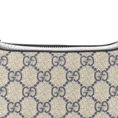 Gucci GG Supreme Monogram Textured Dollar Calfskin Web Mini Ophidia Half Moon Hobo Beige Blue 8 of 11