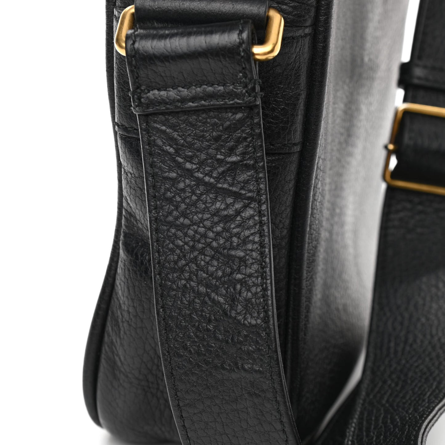 Grained Calfskin Logo Messenger Bag Black