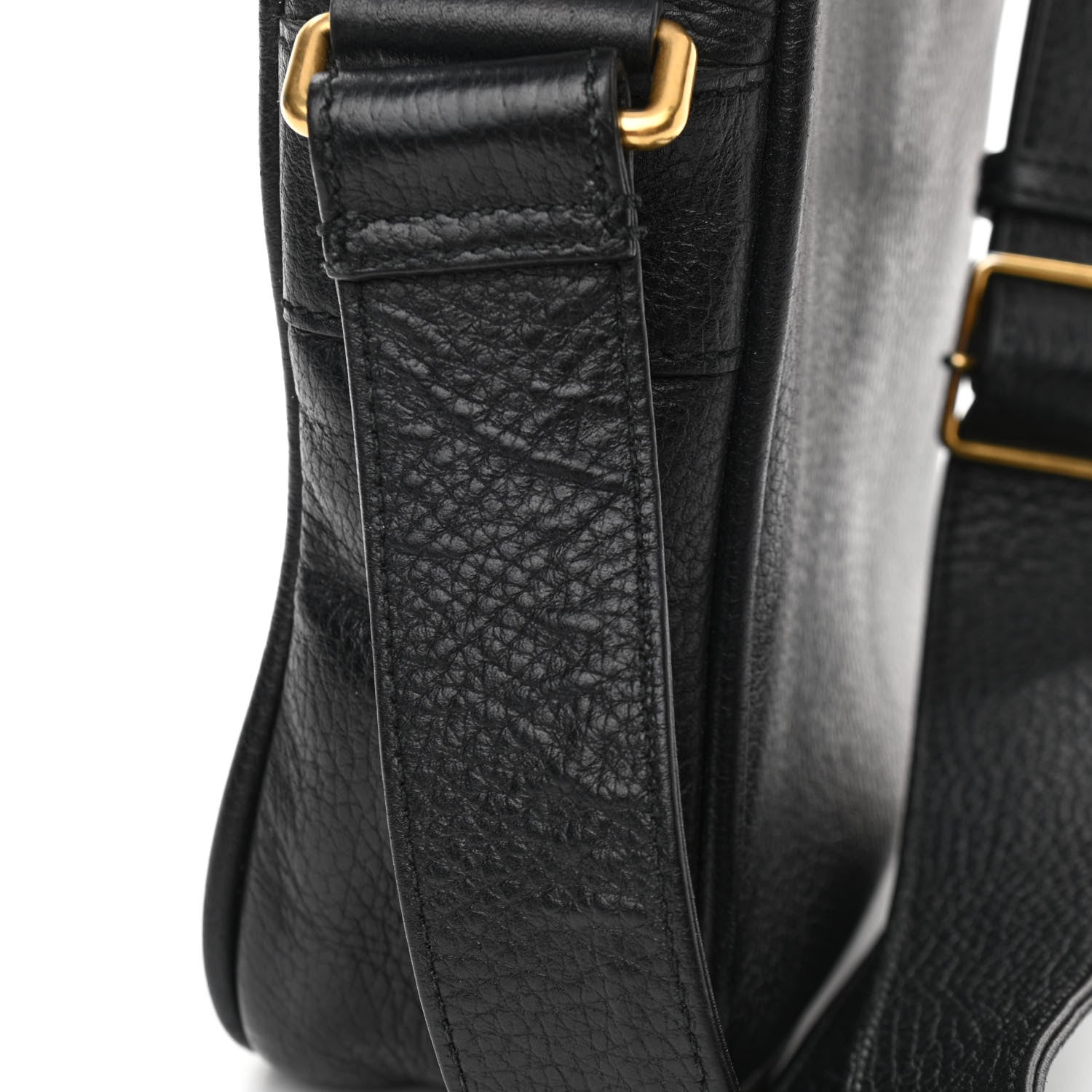 Gucci Grained Calfskin Logo Messenger Bag Black 12 of 13