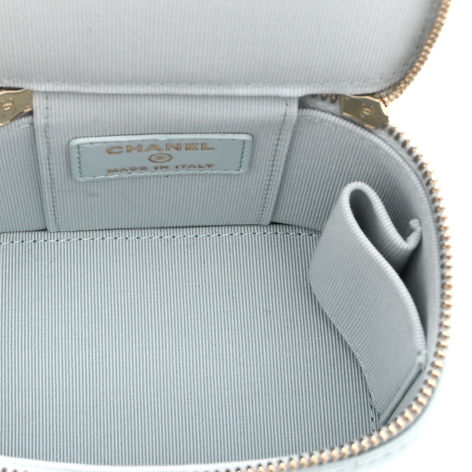 Chanel Lambskin Quilted Top Handle Mini Vanity Case With Chain Light Blue 5 of 10