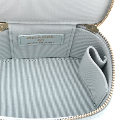 Chanel Lambskin Quilted Top Handle Mini Vanity Case With Chain Light Blue 5 of 10